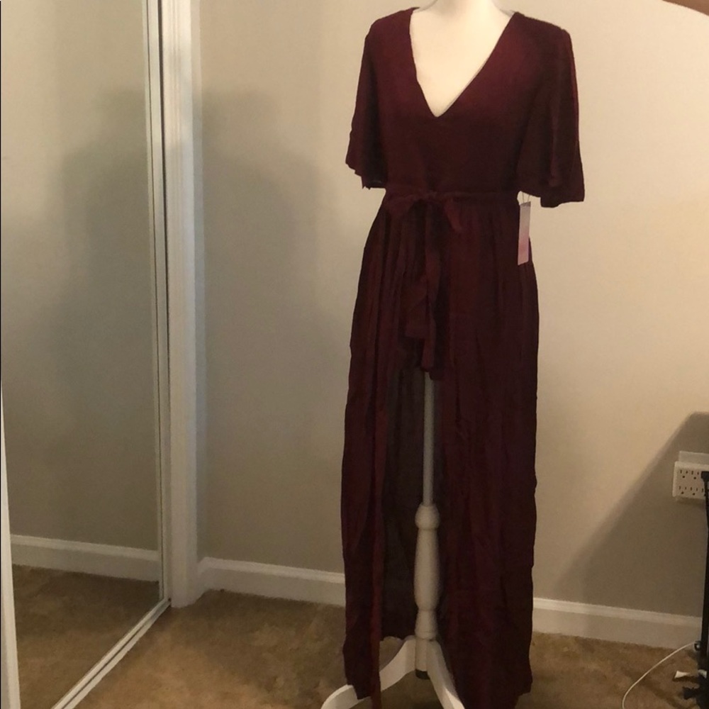 Wine romper dress